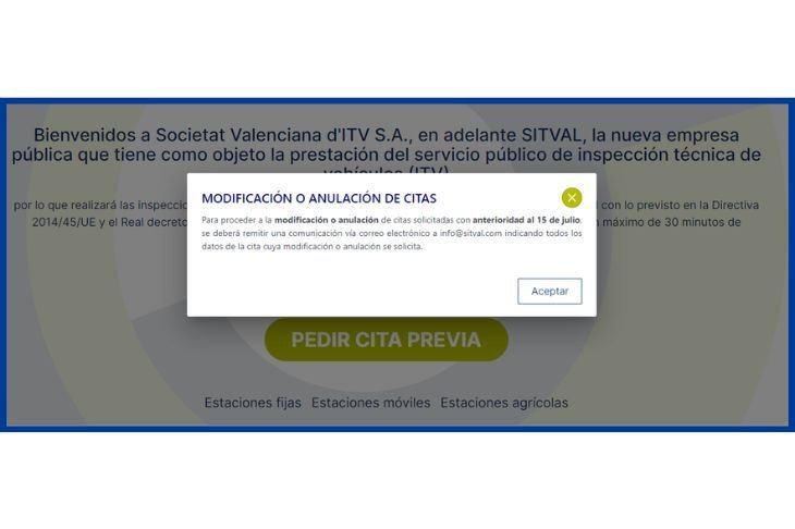 Modificar cita ITV Vara de Quart